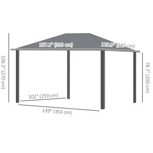 Outsunny 13' x 10' Hardtop Gazebo with Netting Sidewalls and Curtains, Galvanized Steel Outdoor Gazebo Canopy for Garden - Image 12