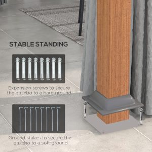 Outsunny 13' x 10' Hardtop Gazebo with Netting Sidewalls and Curtains, Galvanized Steel Outdoor Gazebo Canopy for Garden - Image 18