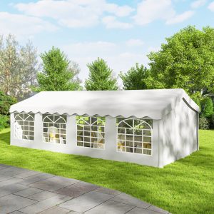 Outsunny 13'x26' Heavy Duty Large Party Tent & Carport with Removable Sidewalls, Windows, Portable Garage Canopy Tent, White - Image 10