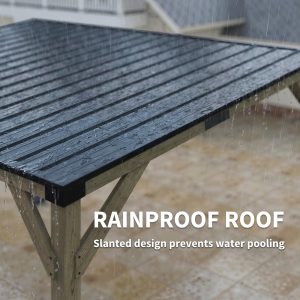 Outsunny 14' x 10' Gazebo, Lean to Galvanized Steel Hardtop Gazebo Pergola with Wood Frame, Patio Gazebo Awning, Dark Grey - Image 14