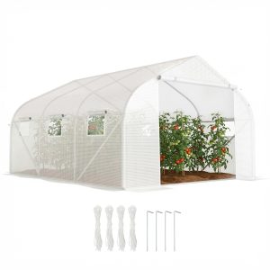 Outsunny 15'x10'x7' Greenhouse Gardening Planting Shed White - Image 2