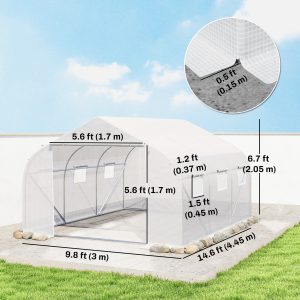 Outsunny 15'x10'x7' Greenhouse Gardening Planting Shed White - Image 13