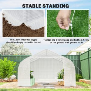 Outsunny 15'x10'x7' Greenhouse Gardening Planting Shed White - Image 5