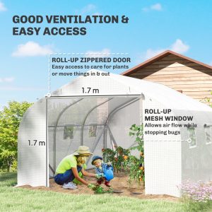 Outsunny 15'x10'x7' Greenhouse Gardening Planting Shed White - Image 6