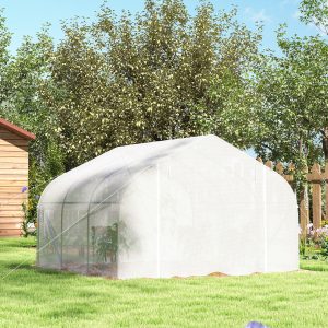 Outsunny 15'x10'x7' Greenhouse Gardening Planting Shed White - Image 20