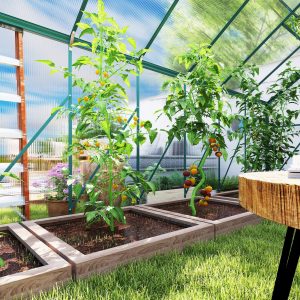 Outsunny 16' x 8' Aluminum Polycarbonate Greenhouse Walk-in Garden Greenhouse Kit with Adjustable Roof Vent, Rain Gutter and Sliding Door for Winter, Green - Image 20