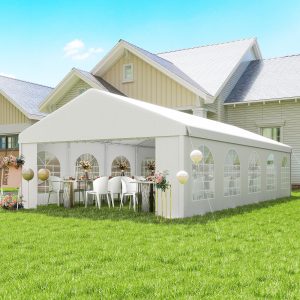Outsunny 16'x32' Heavy Duty Large Party Tent & Carport with Removable Sidewalls, Portable Garage Canopy Tent, White - Image 1