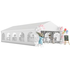 Outsunny 16'x32' Heavy Duty Large Party Tent & Carport with Removable Sidewalls, Portable Garage Canopy Tent, White - Image 19
