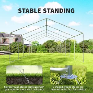 Outsunny 16'x32' Heavy Duty Large Party Tent & Carport with Removable Sidewalls, Portable Garage Canopy Tent, White - Image 14