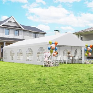 Outsunny 16'x32' Heavy Duty Large Party Tent & Carport with Removable Sidewalls, Portable Garage Canopy Tent, White - Image 16