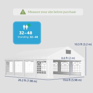 Outsunny 19.6' x 26' Heavy Duty Party Tent and Carport, Outdoor Canopy Tent with Removable Sidewalls, 8 Windows and Vents - Image 3