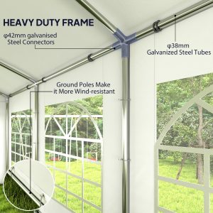 Outsunny 19.6' x 26' Heavy Duty Party Tent and Carport, Outdoor Canopy Tent with Removable Sidewalls, 8 Windows and Vents - Image 4