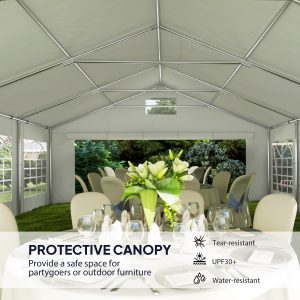 Outsunny 19.6' x 26' Heavy Duty Party Tent and Carport, Outdoor Canopy Tent with Removable Sidewalls, 8 Windows and Vents - Image 7