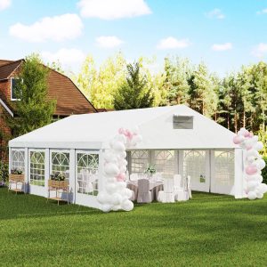 Outsunny 19.6' x 26' Heavy Duty Party Tent and Carport, Outdoor Canopy Tent with Removable Sidewalls, 8 Windows and Vents - Image 8