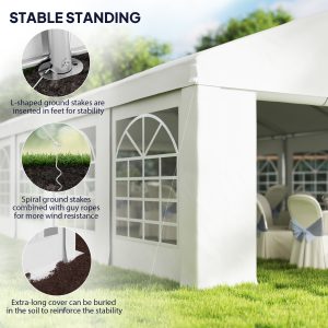 Outsunny 19.6' x 26' Heavy Duty Party Tent and Carport, Outdoor Canopy Tent with Removable Sidewalls, 8 Windows and Vents - Image 9