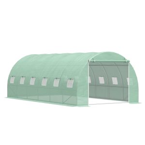 Outsunny 19.7' x 9.8' x 6.6' Large Walk-in Greenhouse Garden Plant Seed Growing Tent Tunnel Shed with Windows and Door Green - Image 2