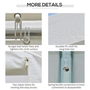 Outsunny 20’ x 10’ Heavy Duty Party Tent Outdoor Carport Canopy Shelter Gazobo with Sidewall, Zipper Door and Windows, White - Image 6