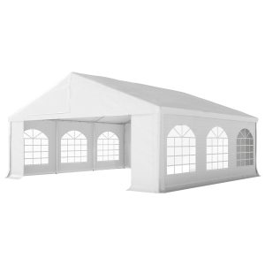 Outsunny 20' x 20' Heavy-duty Large Wedding Tent, Outdoor Carport Garage Party Tent, Patio Gazebo Canopy with Sidewall, White - Image 11