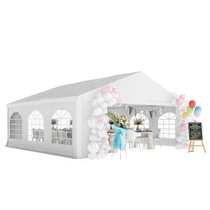 Outsunny 20' x 20' Heavy-duty Large Wedding Tent, Outdoor Carport Garage Party Tent, Patio Gazebo Canopy with Sidewall, White - Image 20