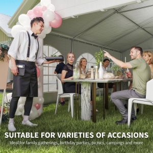 Outsunny 20' x 20' Heavy-duty Large Wedding Tent, Outdoor Carport Garage Party Tent, Patio Gazebo Canopy with Sidewall, White - Image 16