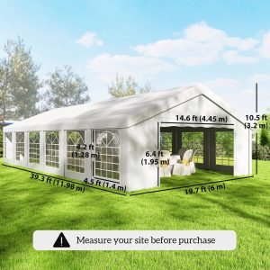 Outsunny 20' x 40' Party Tent, Outdoor Canopy Tent with 12 Removable Window Sidewalls for Parties, Wedding, Events, BBQ - Image 3