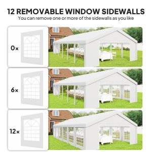 Outsunny 20' x 40' Party Tent, Outdoor Canopy Tent with 12 Removable Window Sidewalls for Parties, Wedding, Events, BBQ - Image 5