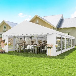 Outsunny 20' x 40' Party Tent Outdoor Canopy Tent with Removable Sidewalls, 12 Windows for Parties, Wedding, Events, BBQ, White - Image 1