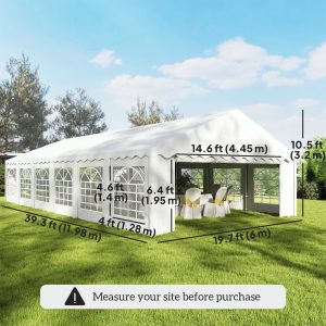 Outsunny 20' x 40' Party Tent Outdoor Canopy Tent with Removable Sidewalls, 12 Windows for Parties, Wedding, Events, BBQ, White - Image 11