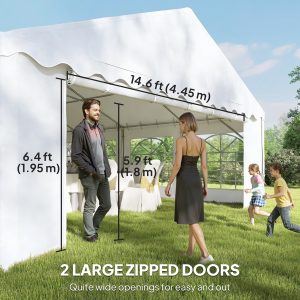 Outsunny 20' x 40' Party Tent Outdoor Canopy Tent with Removable Sidewalls, 12 Windows for Parties, Wedding, Events, BBQ, White - Image 14