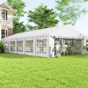 Outsunny 20' x 40' Party Tent Outdoor Canopy Tent with Removable Sidewalls, 12 Windows for Parties, Wedding, Events, BBQ, White - Image 16