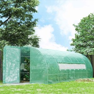 Outsunny 20x10x6.6ft Heavy Duty Outdoor Walk-in Tunnel Greenhouse Portable Garden Planting Warm House with PE Cover Green - Image 1