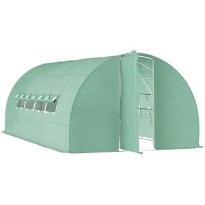 Outsunny 20x10x6.6ft Heavy Duty Outdoor Walk-in Tunnel Greenhouse Portable Garden Planting Warm House with PE Cover Green - Image 2
