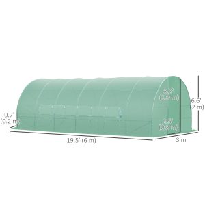 Outsunny 20x10x6.6ft Heavy Duty Outdoor Walk-in Tunnel Greenhouse Portable Garden Planting Warm House with PE Cover Green - Image 3