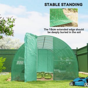 Outsunny 20x10x6.6ft Heavy Duty Outdoor Walk-in Tunnel Greenhouse Portable Garden Planting Warm House with PE Cover Green - Image 5