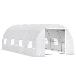 Outsunny 20x10x7ft Heavy Duty Tunnel Walk-in Greenhouse Outdoor Backyard Seed Plant Vegetables Grow Warm House White - Image 12