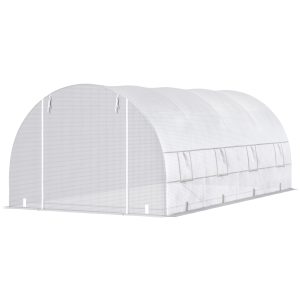 Outsunny 20x10x7ft Heavy Duty Tunnel Walk-in Greenhouse Outdoor Backyard Seed Plant Vegetables Grow Warm House White - Image 11