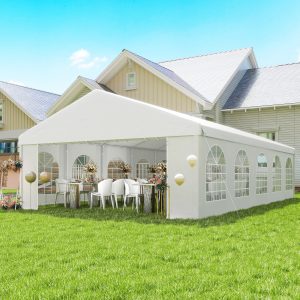 Outsunny 20'x33' Heavy Duty Large Party Tent & Carport with Removable Sidewalls, Portable Garage Canopy Tent, White - Image 1