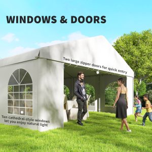 Outsunny 20'x33' Heavy Duty Large Party Tent & Carport with Removable Sidewalls, Portable Garage Canopy Tent, White - Image 14