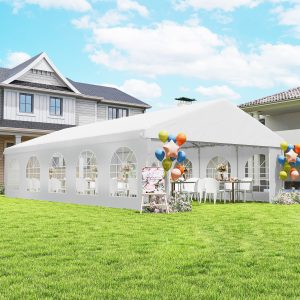 Outsunny 20'x33' Heavy Duty Large Party Tent & Carport with Removable Sidewalls, Portable Garage Canopy Tent, White - Image 17