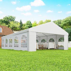 Outsunny 20'x33' Heavy Duty Large Party Tent & Carport with Removable Sidewalls, Portable Garage Canopy Tent, White - Image 19