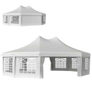 Outsunny 21' x 29' Wedding Event Party Tent, High Peak Decagonal Outdoor Gazebo Canopy with Removable Side Walls for Large Gatherings, White - Image 28