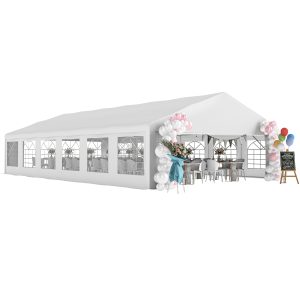 Outsunny 23' x 39' Party Tent, Heavy Duty Outdoor Canopy Tent Shelter with 2 Doors and 12 Windows for Parties, Events, White - Image 11
