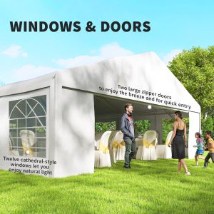 Outsunny 23' x 39' Party Tent, Heavy Duty Outdoor Canopy Tent Shelter with 2 Doors and 12 Windows for Parties, Events, White - Image 5
