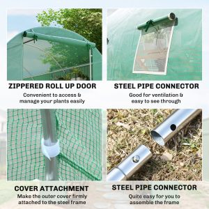 Outsunny 26' x 10' x 6.6' Large Walk in Tunnel Greenhouse Garden Plant Seed Green House Premium Steel Frame - Image 5