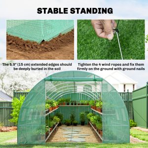 Outsunny 26' x 10' x 6.6' Large Walk in Tunnel Greenhouse Garden Plant Seed Green House Premium Steel Frame - Image 6