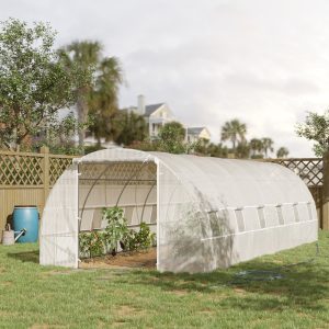 Outsunny 26' x 10' x 6.6' Large Walk in Tunnel Greenhouse Garden Plant Seed Green House Premium Steel Frame - Image 1
