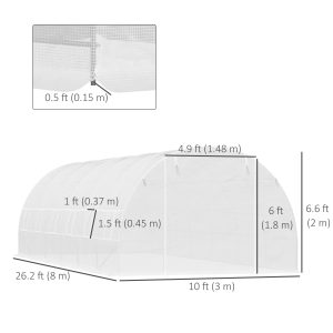 Outsunny 26' x 10' x 6.6' Large Walk in Tunnel Greenhouse Garden Plant Seed Green House Premium Steel Frame - Image 3