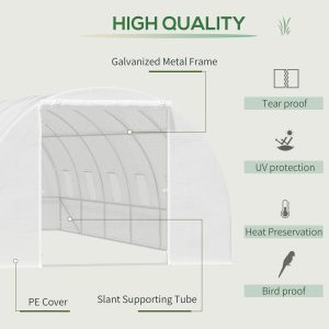 Outsunny 26' x 10' x 6.6' Large Walk in Tunnel Greenhouse Garden Plant Seed Green House Premium Steel Frame - Image 4