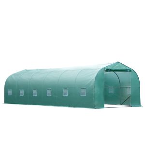 Outsunny 26' x 10' x 7' Large Steeple Walk-in Greenhouse Outdoor Garden Plant Seed Tunnel Grow Tent Steel Frame, Green - Image 2