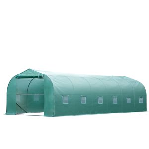 Outsunny 26' x 10' x 7' Large Steeple Walk-in Greenhouse Outdoor Garden Plant Seed Tunnel Grow Tent Steel Frame, Green - Image 11